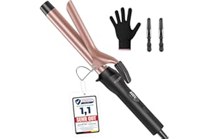 ‎BESTOPE PRO BESTOPE PRO 25mm Lockenstab, Keramik-Welleneisen für Haare mit Negativen Ionen, 8 Einstellbaren Temperaturen, 30S - Schnelles Aufheizen, 60Min Auto - Abschaltung, Handschuh, 2 Klammern, Roségold