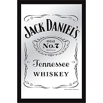 Jack Daniel's XL Spiegel Mit Rahmen – 30x40cm, Schwarzer Kunststoffrahmen In Holzoptik