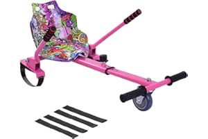 TRIOBLADE Hoverkart Galaxy Kart Attachment Adjustable Hoverboard Seat Go Kart Racer Frame Fits All Hoverboards Sizes - 6.5", 8" and 10",Pink/Blue/Purple (Graffiti Pink)