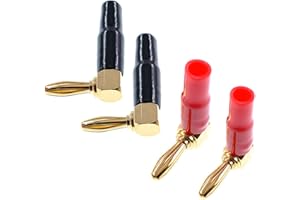 Oiyagai 2 Pares de Conectores de Banano de 4mm en Ángulo Recto, Tipo Tornillo - Conectores de Cobre, Ideales para un Mejor Rendimiento de Audio