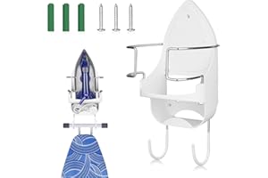 HEKOBAG Ironing Board Hanger, Wall Mount Iron and Holder Electric Stand Over Door Rack Universal Storage Organizer for Bathroom, Shelf Door, Laundry Room