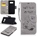 Produktbild LMAZWUFULM Hülle für Samsung Galaxy S8 SM-G950F 5,8 Zoll PU Leder Magnetverschluss Brieftasche Lederhülle Wütend Cartoon Kettensäge Bär Geprägte Design von Book style mit Stent-Funktion und Karten Slot Ledertasche Flip Cover für Samsung Galaxy S8 SM-G950F (5,8 Zoll) Grau