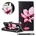 Produktbild HUDDU Bunt Muster Handyhülle Schutzhülle für Sony Xperia XA2 Ultra Hülle Lotus Blumen Slim Flip Leder Tasche Wallet Case Cover Ledertasche im Bookstyle mit Kartenfach Magnetverschluss Stand Wrist Strap Brieftasche Etui Handytaschen für Sony Xperia XA2 Ultra Klapphülle Mädchen (Schwarz)