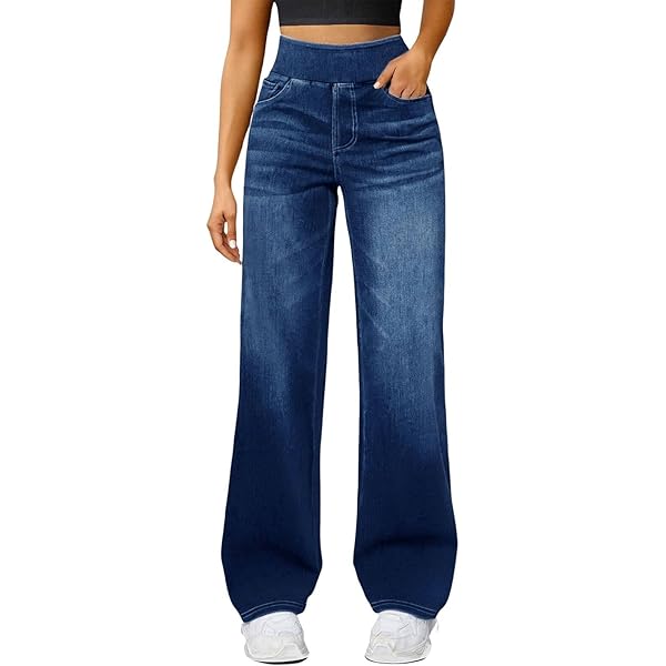 Mom Jeans Damen High Waist - Bequeme Jeanshose Mit Gummizug
