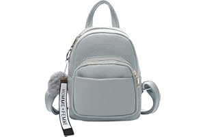PORRASSO Fashion Mini Backpack Girl Daypack Small Rucksack with Pompom Women PU Leather Backpack Purse for Travel Dating Shopping
