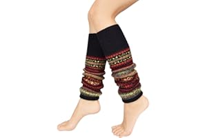 Voqeen Damskie ocieplacze na nogi, skarpety na kolana, szydełkowane, dziergane, ocieplacze na nogi, pończochy, w paski, skarpety, do tańca, długie ocieplacze na nogi