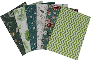 Jukway 6 Stück Baumwollstoff Meterware 50 x 50 cm Patchwork Stoffe zum Nähen Quilten DIY Dekoration Basteln Handwerken, Reine Baumwolle Stoff Bedruckte Mustern Stoffpakete (Grün)