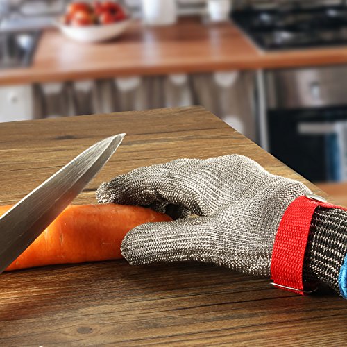 Schnittschutzhandschuhe, GOCHANGE Lebensmittelecht Schnittfeste Handschuhe, Sicherheit aus Edelstahl Metallgewebe Handschuh - 5