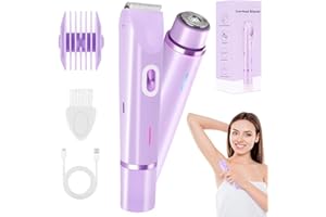 XINRONGDA Recortador de Bikini, 2 en 1 Afeitadora de Bikini de Doble Cabezal, Afeitadoras Íntimas para Mujeres, Maquinilla de Afeitar Eléctrica Recargable para Brazo Pierna Cara Zona Púbica, Uso Húmedo/Seco (B)