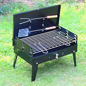 AKUGA Style Portable Folding Barbecue Grill Toaster Foldable Briefcase Style Charcoal Barbecue and Tandoor Grill Barbeque Stand for Outdoor Picnic Camping and Traveling Barbecue Grill