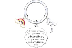 YUANSI Regalo Llavero inspirador, Llavero colgante de plata A-Z 26 letras iniciales A Veces Olvidas Que Eres Increíble, así Que Este Es Tu Recordatorio Para Hija Hijo Hermana Amigos Madre