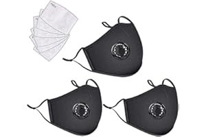 UHAT Pack 3 Equipement De Protection Réutilisable, Cotton Lavable Anti-buée Et Résistant À La Poussière