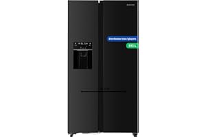 GEDTECH Réfrigérateur Américain GSBSA513DX Side by Side 513L - Distributeur d'eau et machine à glaçons automatique - Inox