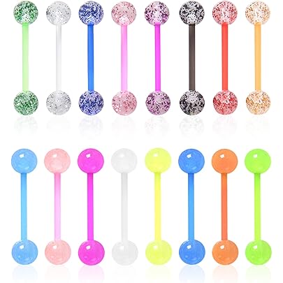 Piercing Lingua Bioflex 60 Piercing Per Lingua E Capezzoli In Acrilico - Palline 6mm Barra 16mm Piercing Lingua Bianco