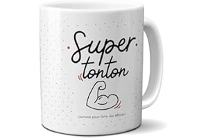 DECOHO Mug à café Super Tonton - Cadeau pour Anniversaire de son oncle ou Noël - Mug cadeau rigolo Tonton - 33 cL, Céramique