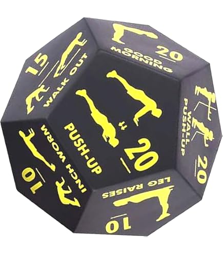 Cube D'Exercice Besreey - Dé Sportif Pour Entraînement à Domicile | Yoga, Cardio, Renforcement | Design Gamifié 12 Faces | Matériau Durable Polyuréthane | Dimensions 12x10x10 Cm