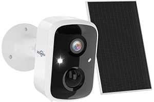 Hiseeu 2K Senza Fili Telecamera Wi-Fi Esterno a Batteria, Videocamera Sorveglianza WiFi Esterno con Pannello Solare, Visione Notturna a Colori, Rilevamento PIR, Allarme Sonoro,Audio a 2 Vie,IP66