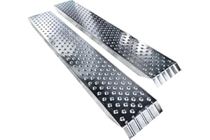 VOUNOT 2 x Rampe de Chargement 400kg Max Rampes Moto Tracteur remorque et Rampe d’accès Résistant et Pratique Taille 160cm x 23x 5 cm Rampe Chargement - Rampe Moto Argent