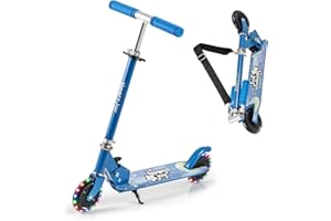 ‎COSTWAY COSTWAY Scooter Kinder Roller, Tretroller mit LED-Räder, Klappbar Lenker, Höhenverstellbar Kinderroller Cityroller Kickscooter für Jungen und Mädchen ab 3 Jahren