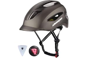 Shinmax Casco Bici,Bicicletta Certificato CE MTB Casco da Bicicletta per Uomo Donna,Casco Ciclismo Adulto Luce LED USB Ricaricabile,Caschi Ciclismo per Mountain