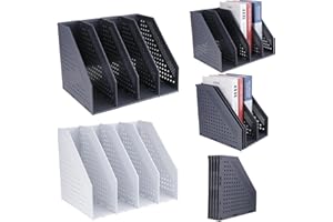 IBEQUEM 2 Stück A4 Faltbarer Stehsammler, Stabiler Schreibtisch-Organizer mit 4 vertikalen Fächern für School Office, Büroorganisation und -aufbewahrung (Schwarz, Weiß)