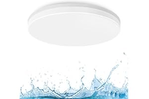 LVWIT 24W Plafonnier LED Rond, Lampe de plafond Imperméable IP65, Parfait pour salle de bain, cuisine, chambre, 2400 Lm, Ultra mince,