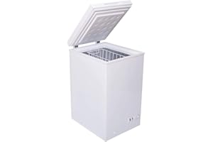 SIA AMZCHF100W White Chest Freezer with Removable Wire Basket, 80L Freestanding Freezer, 48cm Wide, Adjustable Temperature Control, E Rated, 2 Years Parts And Labour Guarantee