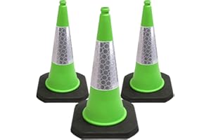STREET SOLUTIONS UK Street Solutions - 3 x 750mm Green Road Traffic Cones - Premium Quality Safety Cone - Strong and Durable - Self Weighted - with Extremely Low Centre of Gravity