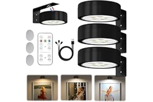 RIRIDAMAI 3 Pacchi Luce per Quadri Senza Fili con Telecomando,Magnetic Painting Light,3 Colore Luci per Quadri Senza Fili Ricaricabili con Timer, Luce LED per Quadri a Batteria,perFoto e Ritratti (nero)
