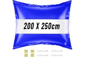 FONDUO Poolkissen Winter XXL 200 * 250cm Pool Luftkissen Pool Winterkissen Poolabdeckung Luftkissen Winter Poolkissen 2.5M mit 4 Ösen & 4 Rollen Seil, Pool Zubehör Für Pool Abdeckplane Aufblasbares