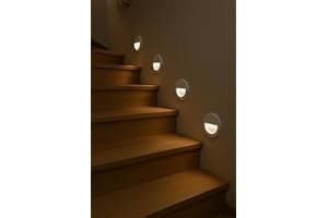 Braytron 3W LED Treppenlicht Treppenbeleuchtung Treppenleuchte Stufenlicht Stufen Leuchte Wandbeleuchtung Innen Außen IP65 Warmweiß Energieeffizient Wetterfest Modern Stufenbeleuchtung (Rund Weiß)