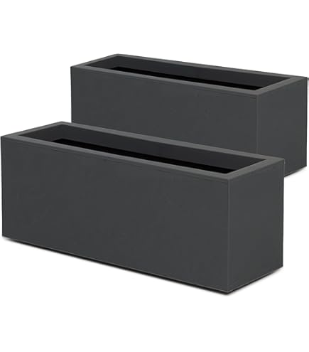 EDA - Balkrek Basalt'Up 25 L - Decor van beton - Enkelwandig - Wateropslagzone - 59 x 19,5 x H 22,8 cm - Betongrijs