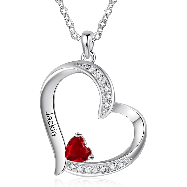 Collier Cœur Personnalisé Prénom - Argent 925 - Gravure 1 à 4 Noms - Cadeau Femme Anniversaire, Noël, Fête Des Mères - 3