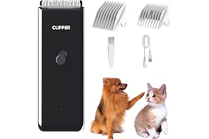 FAVRISON Kit Toelettatura per Cani Professionale Tagliacapelli Animali Gatto, Rasoio per Cani Gatti con Lama in Ceramica, Tosatore Elettrico per Impermeabile IPX7 (Nero)