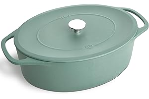 ‎SPRINGLANE KITCHEN SPRINGLANE Cocotte mit Deckel, Mint, oval, 33 cm, 6,5 L, Gusseisen Bräter, Schmortopf Induktion