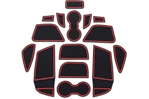 Dreamseek Interior Door Slot Mat Full Kits for Ford Focus 2012 2013 2014 Non-Slip Rubber Cup Holder Liner Insert Gate Groove Pad 15Pcs (Red)