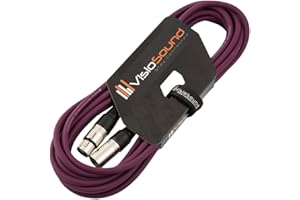 VisioSound Male to Female XLR Mic Lead/Balanced Microphone/Mic Patch Cable / 7 Colours 6m Purple