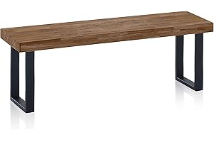 ADEC GROUP Loft, Banco para Mesa de Comedor, Asiento Auxiliar, Acabado en Roble Boreal y Negro, Medidas: 120 cm (Largo) x 47 cm (Alto) x 34 cm (Fondo)