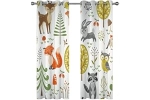 Fashionapple Tende Oscuranti Termiche Isolanti Cartoon bambini animali della foresta Finestre Soggiorno Moderne 2 Pezzi Stampa 3D Oscuranti Termiche Isolanti 140x160cm