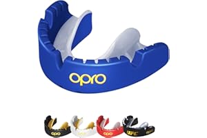 OPRO Protector bucal para brackets Gold Level, protector bucal deportivo con excelente comodidad, protección y ajuste, protector bucal para rugby, boxeo, lacrosse, MMA, artes marciales, hockey