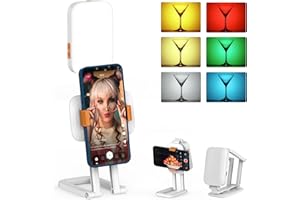 Selfie Light for Phone, Evershop RGB Video Light Rechargeable, 2700-6500K, Clip on Phone Light for Foldable Stand, Lighting for Video Recording Vlog Live Streaming Outdoor Tiktok/YouTube Monolights