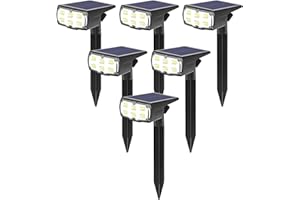 GOLUMUP Solar Spot Lights Outdoor Garden, 36 LED Solar Lights Outdoor IP67 Waterproof Garden Lights Solar Powered Solar Landscape Spotlights, Solar Lights for Garden Yard, Cold White, 6 Pack