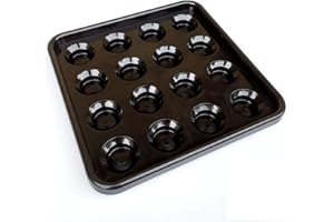 Sinsilvie Pool Ball Tray for 16 Balls, 2 1/4-Inch or Less, Black Plastic Carrying Tray for Snooker or Billiard