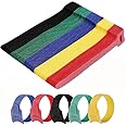 Reusable Cable Ties, 100pcs Adjustable Releasable Hook and Loop Cable Straps Organizer Fastener for Tablet Laptop Home Office Cable Management Organizing Cords - Multicolored
