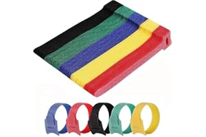 KHAOP Reusable Cable Ties, 100pcs Adjustable Releasable Hook and Loop Cable Straps Organizer Fastener for Tablet Laptop Home Office Cable Management Organizing Cords - Multicolored