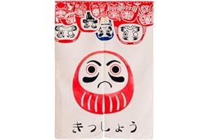 LIGICKY Noren Rideau Japonais Longue Tapisserie Linge de Coton Rideau de Porte Tenture Tapisserie Décoration（85×120cm, Poupée Darum）