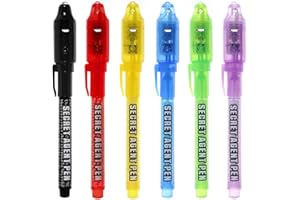 MALEDEN Spionagestift mit Zauberstiften für Kinder, die mit UV-Licht reagieren, für geheime Nachrichten und als Partyspaß - 6pcs