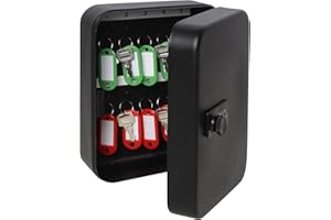 Parrency Combination Lock Key Box with 20 Hooks, Large Wall Mount Combination Lock Cabinet, 7 4/5" x 6 3/10" x 3" (Key Tags Included)