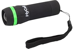 HyCell Mini lampe de poche Zoom 1W (1 pce) – Lampe LED au focus réglable d'une portée de 110 m – Petite lampe torche avec dragonne de sécurité et revêtement antidérapant