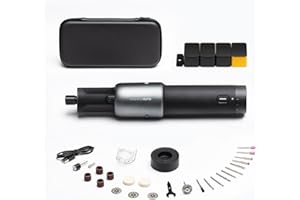 HOTO Mini Amoladora Bateria 3.6V, Kit de Herramienta Rotativa con 35 Accesorios, Velocidad de 5000-25000 RPM, Con Luz LED, Para Pulir, Grabar, Cortar, Taladrar y DIY